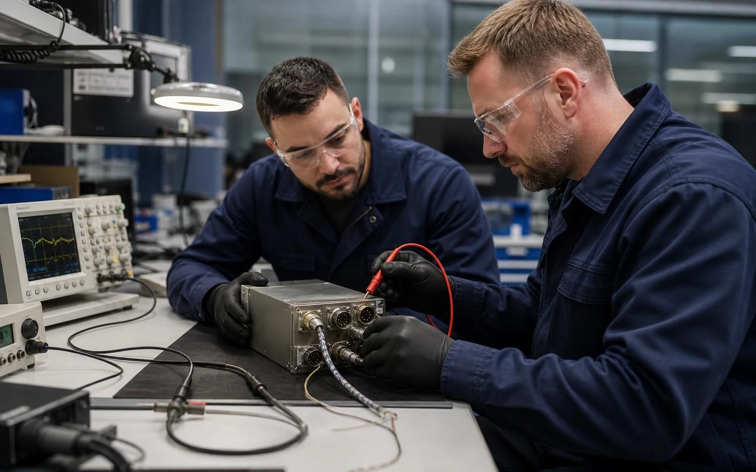 Aircraft component inspection and testing at a professional MRO facility